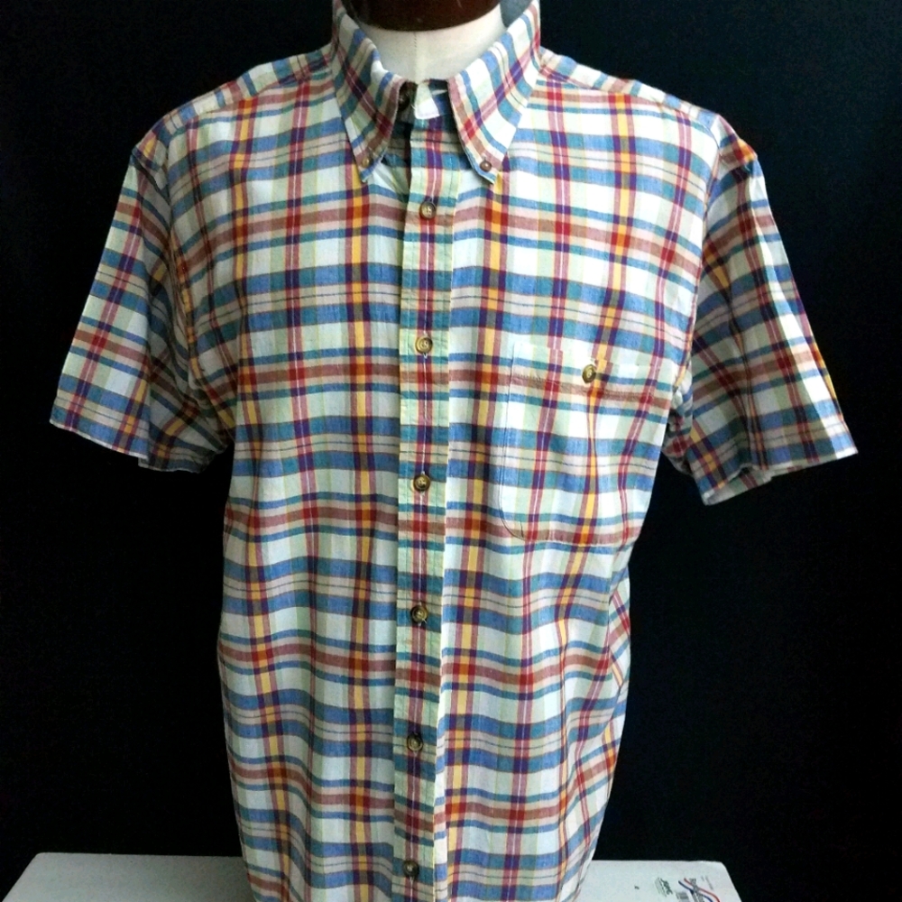 Orvis Mens XL Check Casual Polo Shirt Short Sleeve